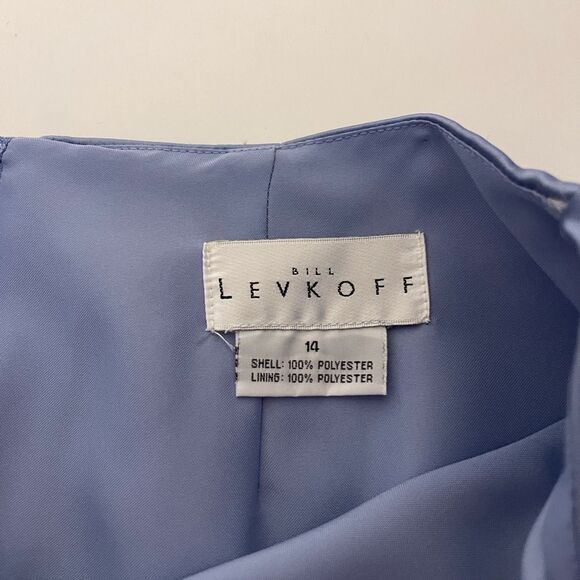 Bill Levkoff 3 piece Beaded Periwinkle Satin Formal Prom Dress Size 14 - Picture 6 of 9